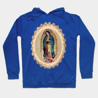 Our Lady of Guadalupe Virgen Maria flowers sepia 118 Hoodie